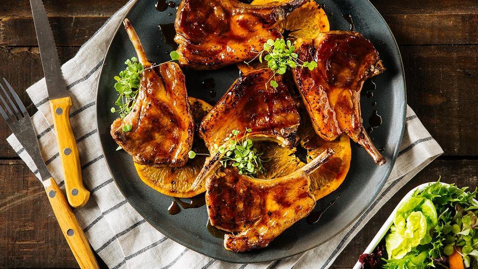 Grilled Lamb Chops with Orange Honey Sauce