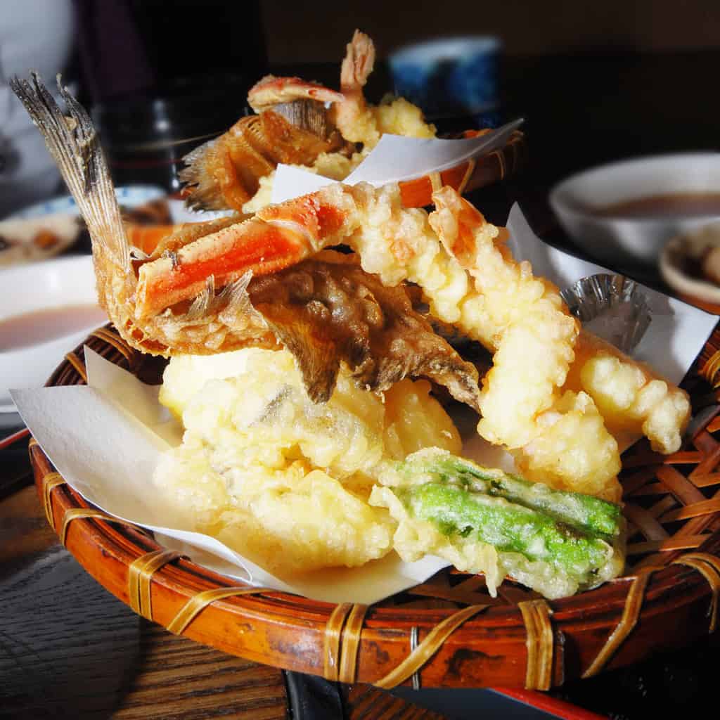 Tempura are Japanese deep-fried foods of seafood and vegetables.