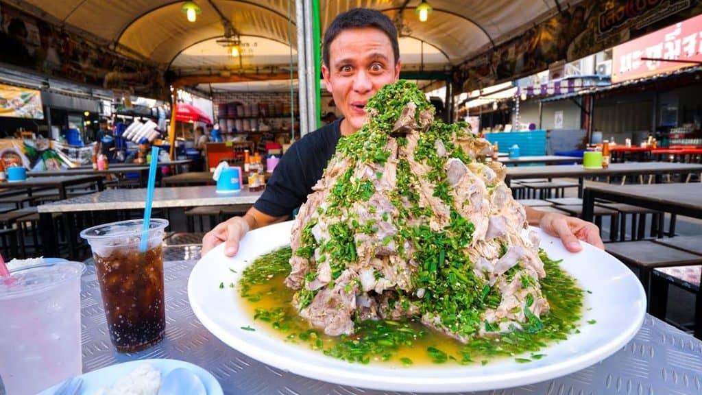 huge spicy pork ribs at ratchada night market