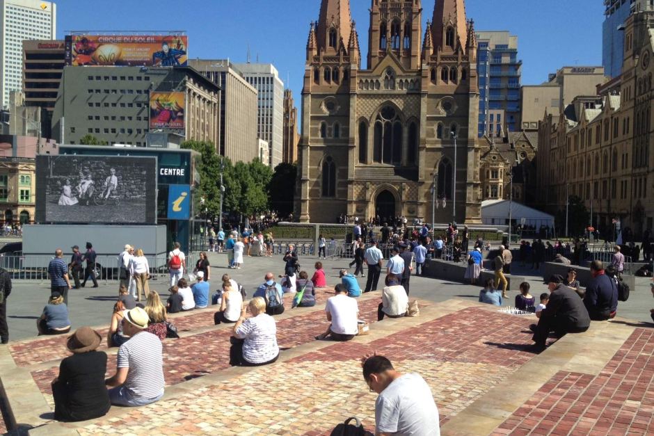 Federation Square before Murdoch memorial