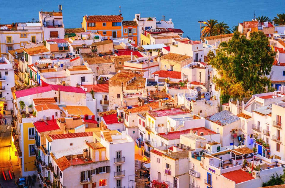Colorful houses in Ibiza town