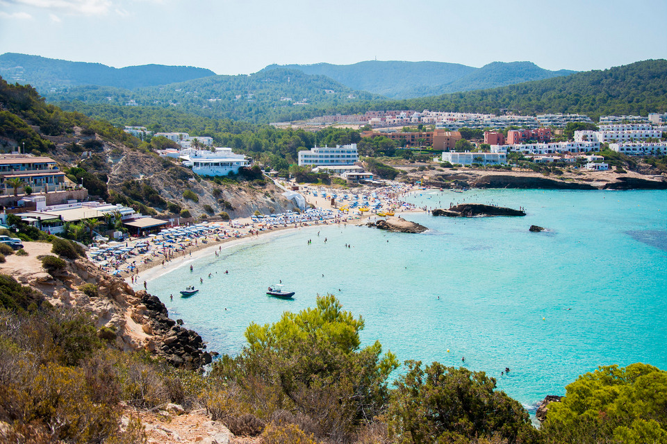 Panoramic view Cala-Tarida beach ibza