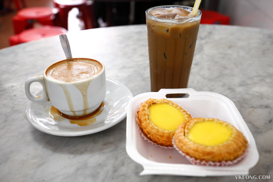 egg tarts and white coffee