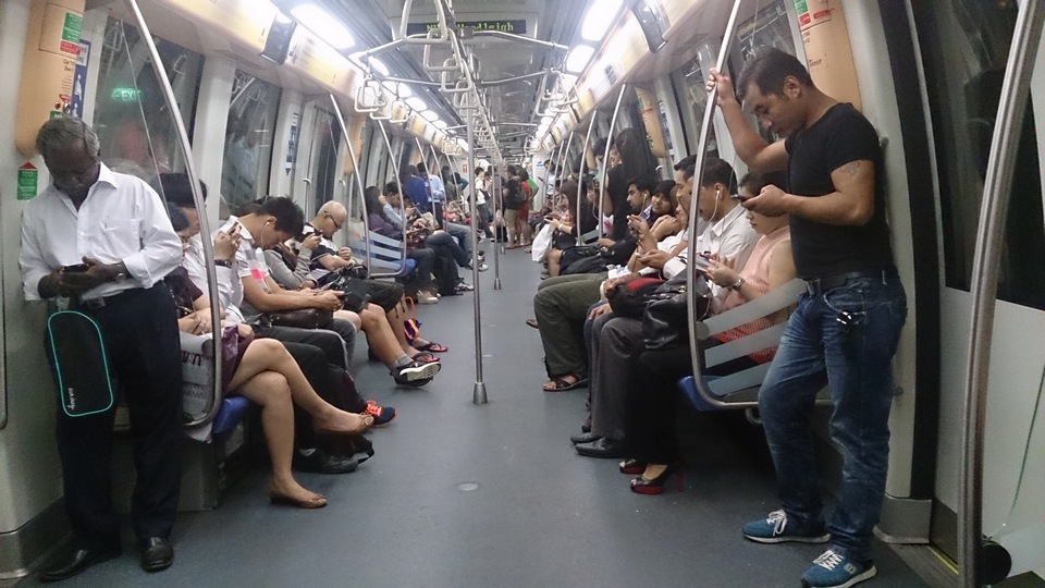 Inside the MRT train, Singapore