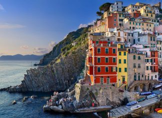 Sunset in Riomaggiore, Cinque Terre National Park, Italy