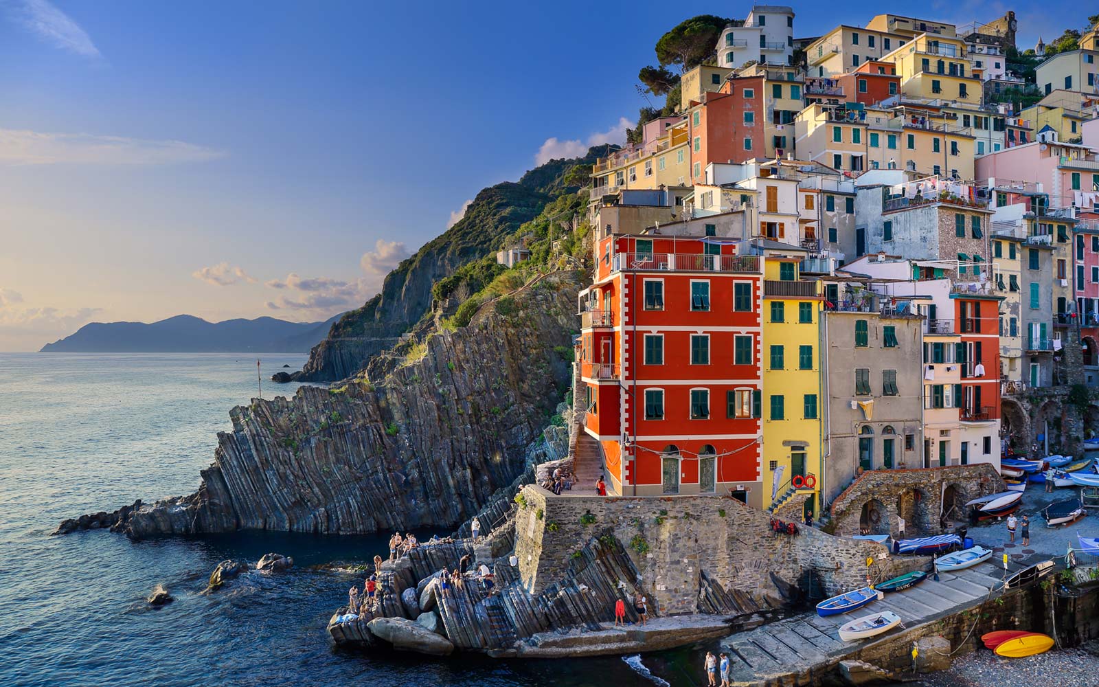 Sunset in Riomaggiore, Cinque Terre National Park, Italy