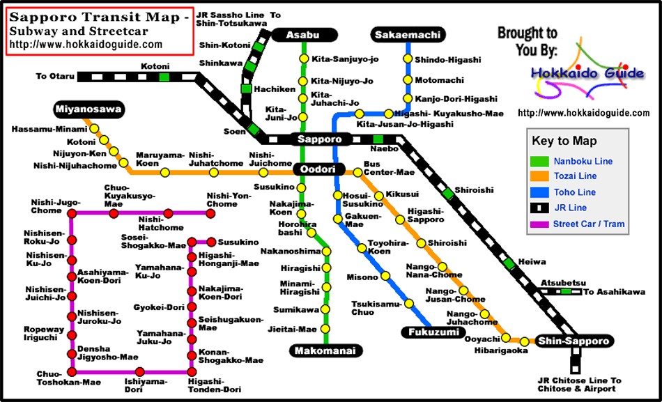 Sapporo Subway & Street Car Map