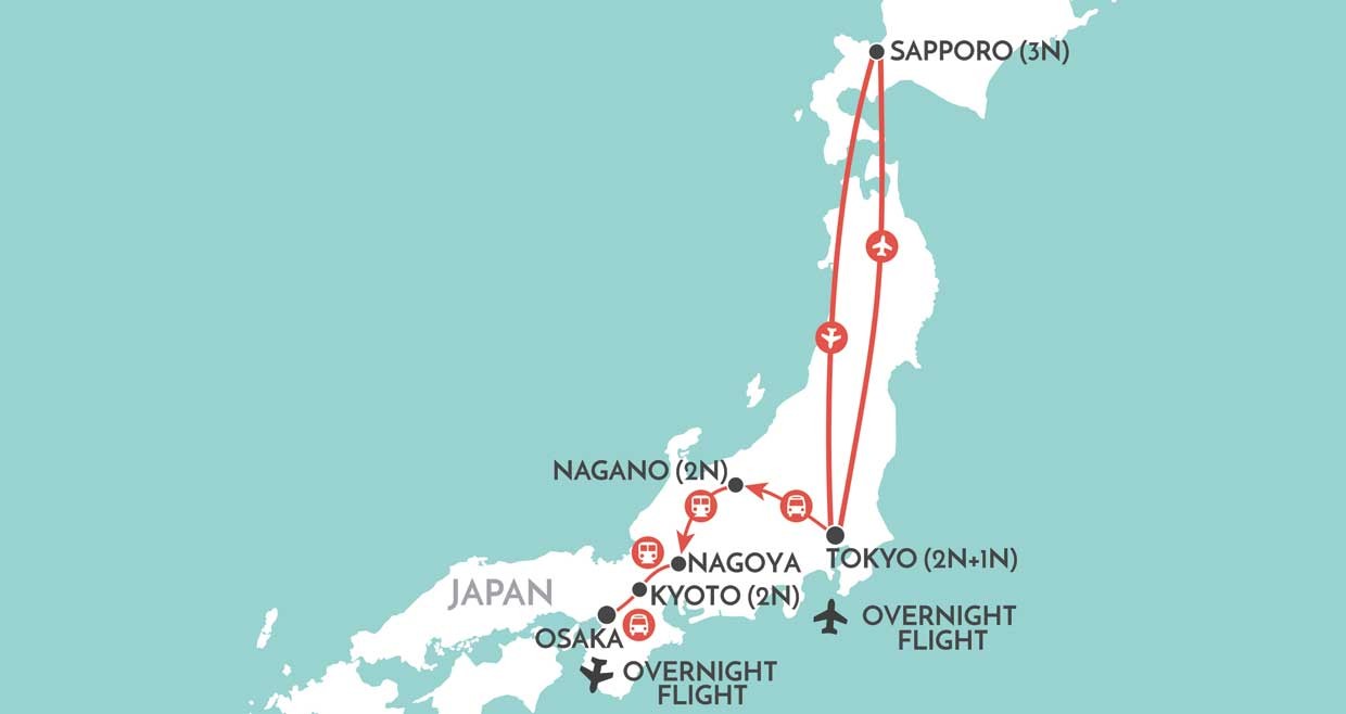 Tokyo - Sapporo Map