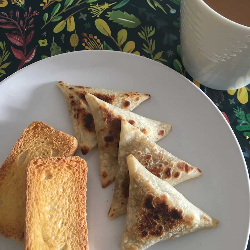 Part of the crispy bajiya cake for the afternoon meal.