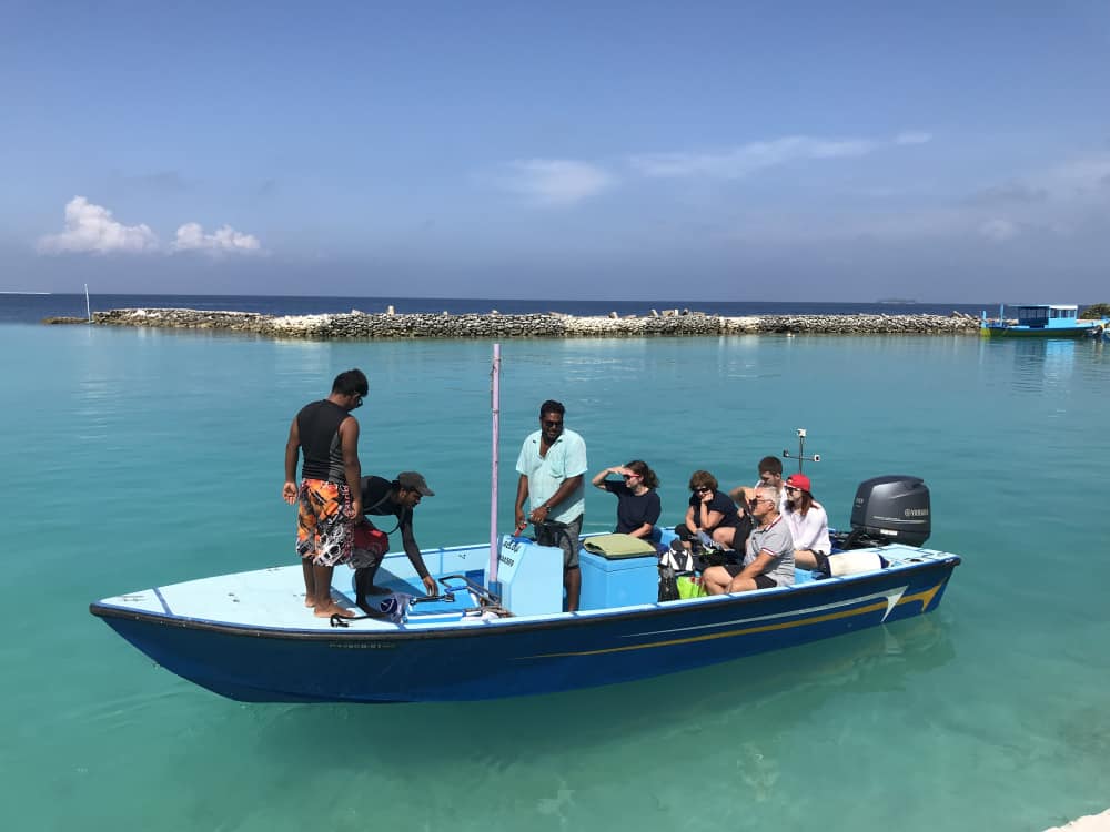 The boats prepare to take tourists to the sea with the fish.