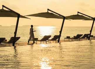 sunset at Anantara Kihavah Maldives Villas
