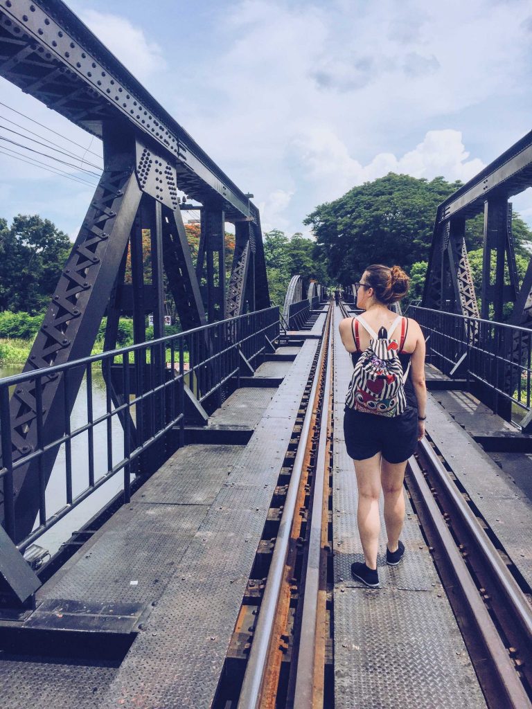 Walking the bridge on the river Kwai in Kanchanaburi