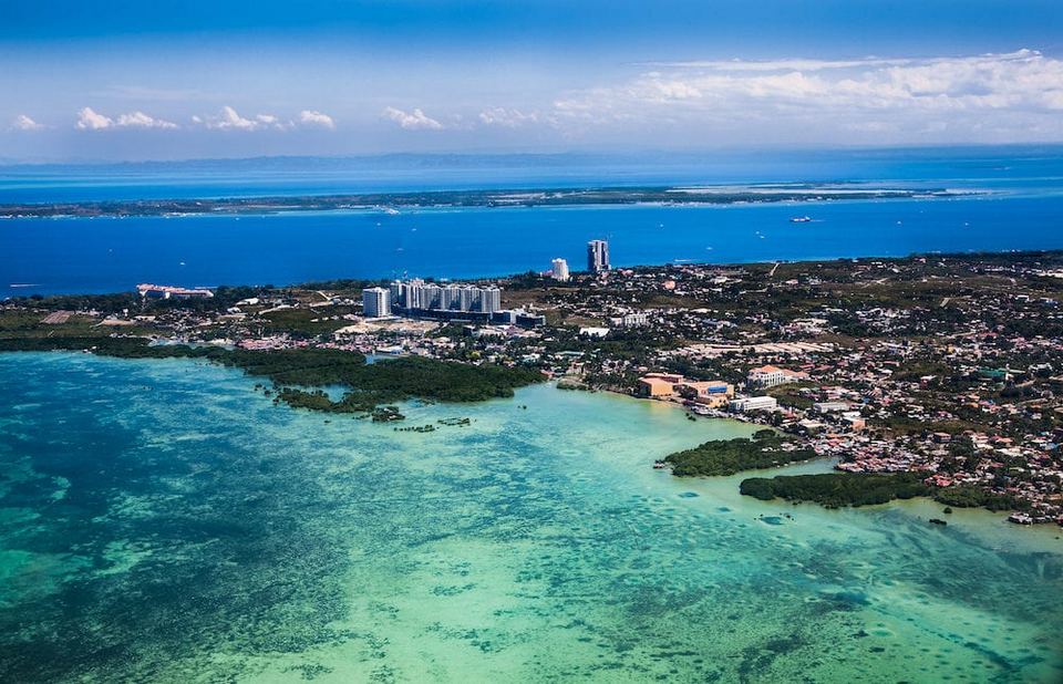 Panorama of Cebu city from airplane.