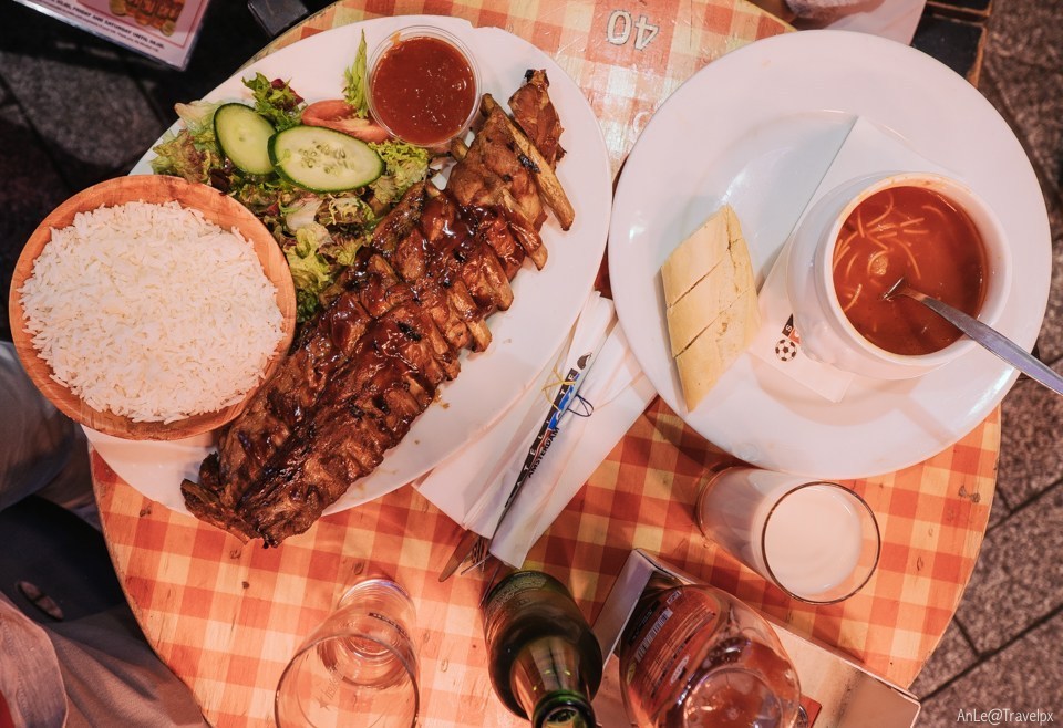 grilled pork ribs at Satellite Sports Cafe