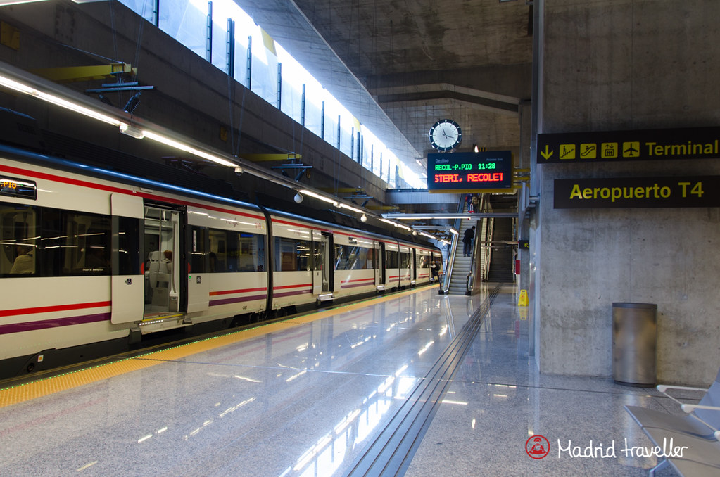 The Madrid airport has one train station, located in Terminal 4 (T4), floor -1.