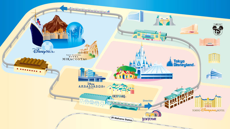 Map of Monorail at Tokyo Disney Resort