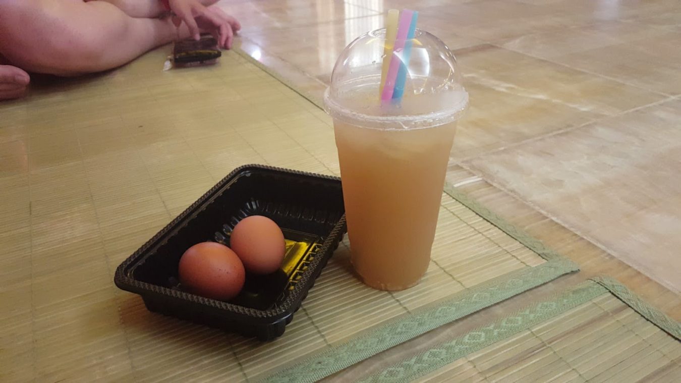 boiled eggs and rice drink