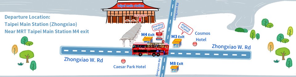 hop on hop off taipei route departure location