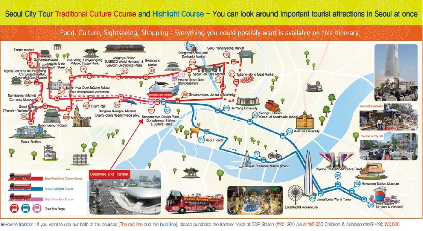 Seoul-hop on hop off bus map