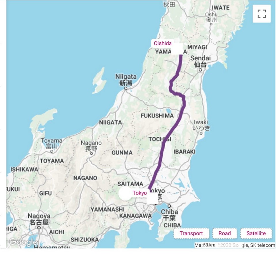 Tokyo to Oishida Station