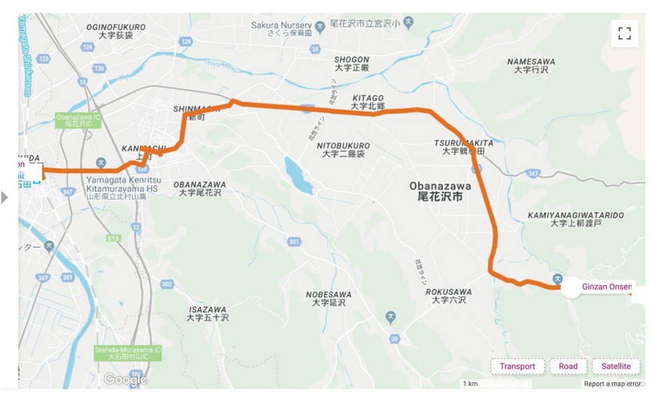 Oishida Station to Ginzan Onsen