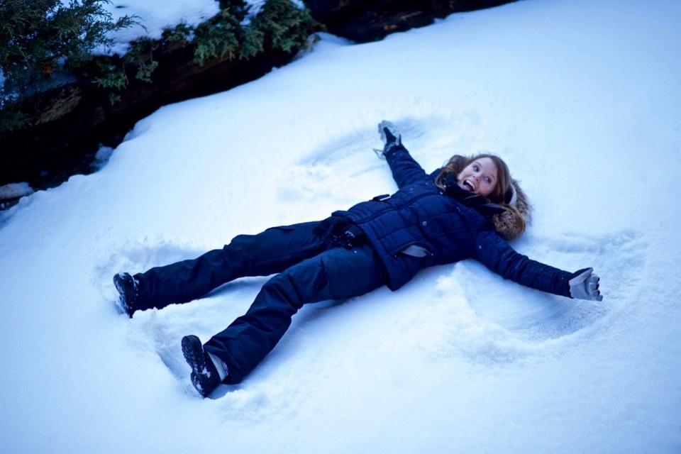 Making snow angels in Zermatt