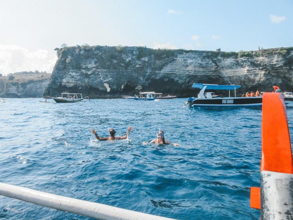 Snorkeling in the clean blue sea of Crystal Bay