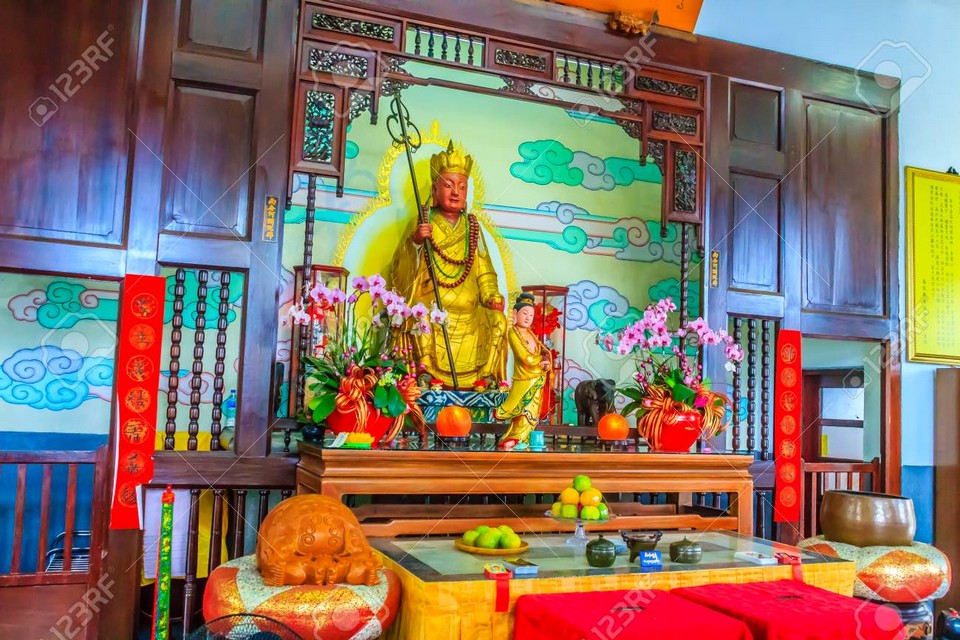 Xuanzang statue at Xuanzang Temple  nearby Sun Moon Lake in Nant