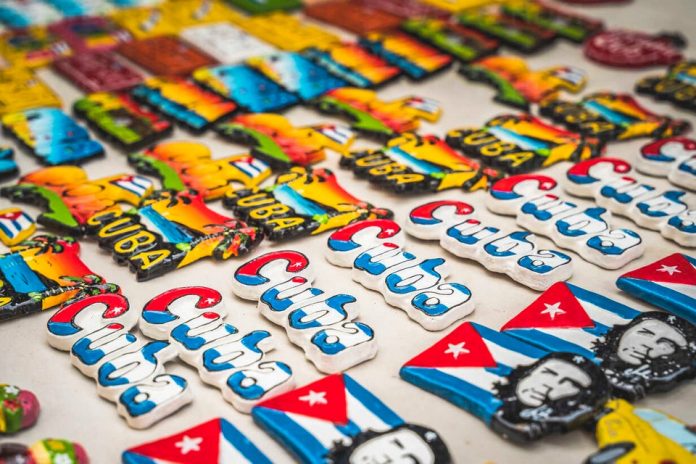 Colourful souvenirs for sale in a market in La Habana (Havana), Cuba, West Indies, Caribbean, Central America