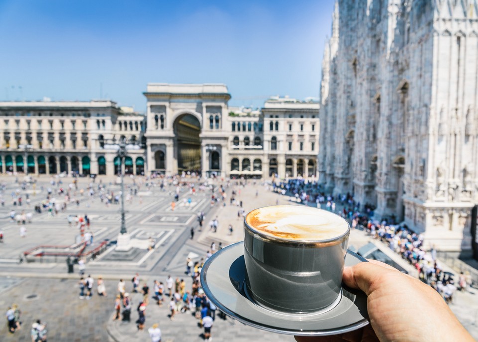 Italy, Lombardy Milan Milano Galleria Vittorio Emanuele II Cappuccino