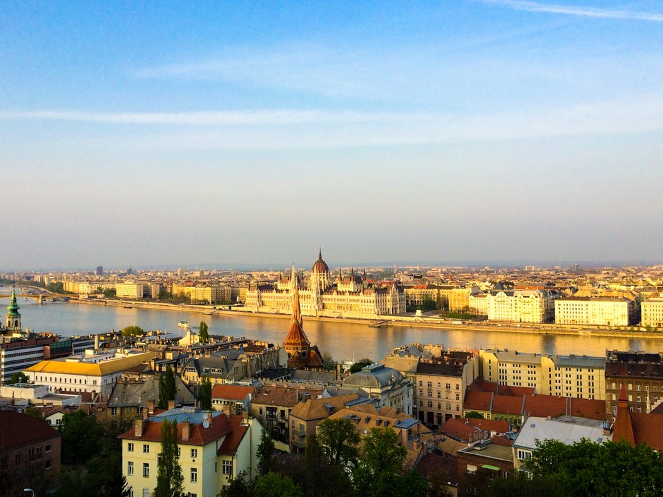 Parliament building accross the river at sunset, seen from Fisherman’s Bastion