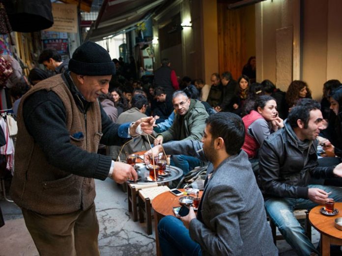 Tea drink with natives in Istanbul, Turkey