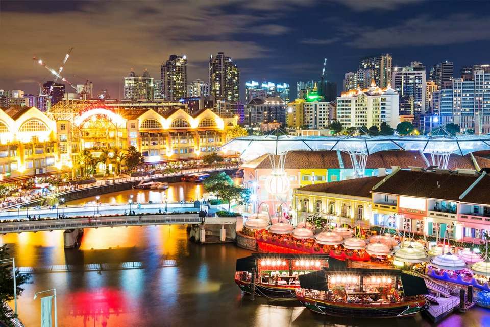 Colorful nightlife Clarke Quay