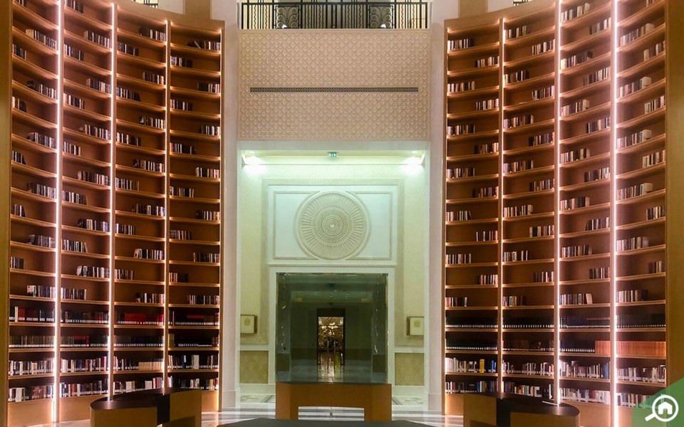 The massive library in the Abu Dhabi Presidental Palace