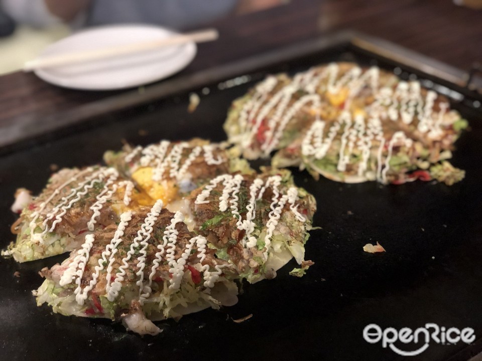 Food in Okonomiyaki Sometaro, Asakusa, Japan