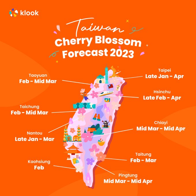 Cherry blossom in Taiwan 2024 forecast